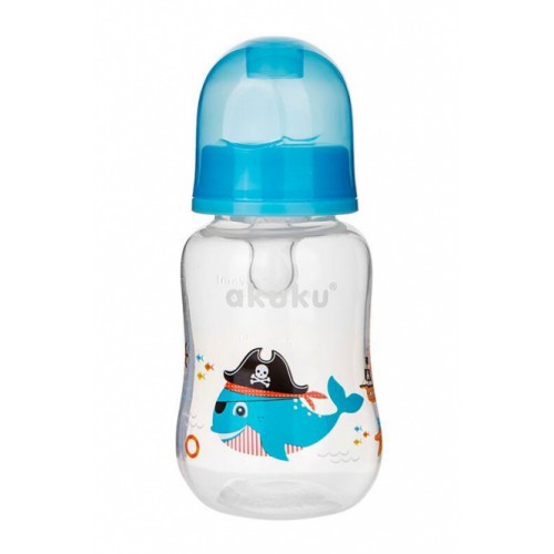 AKUKU 125 ml maitinimo buteliukas su silikoniniu žinduku, А0004, mėlynas