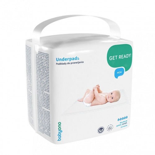 BABYONO kūdikio pervystymo paklotai 90x60 cm, 20 vnt.