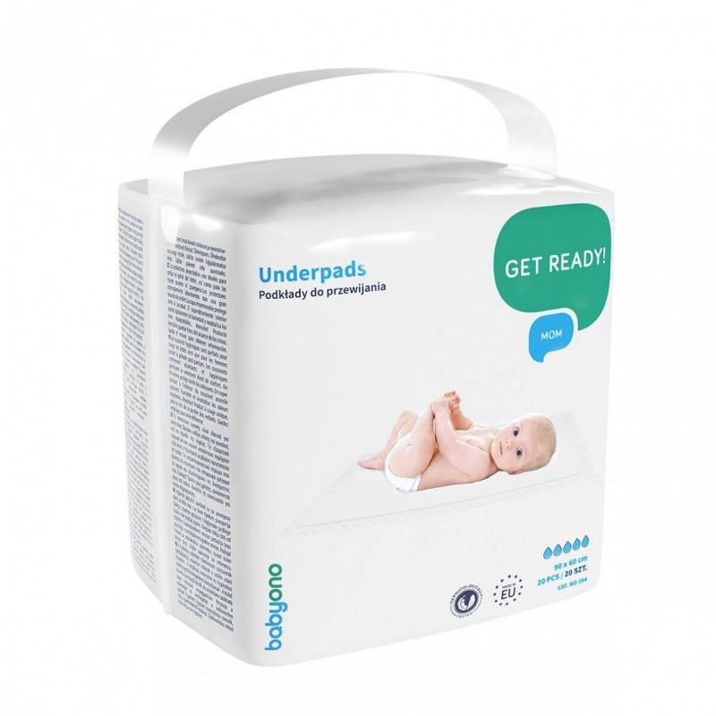 BABYONO kūdikio pervystymo paklotai 90x60 cm, 20 vnt. BABYONO kūdikio pervystymo paklotai 90x60 cm, 20 vnt.