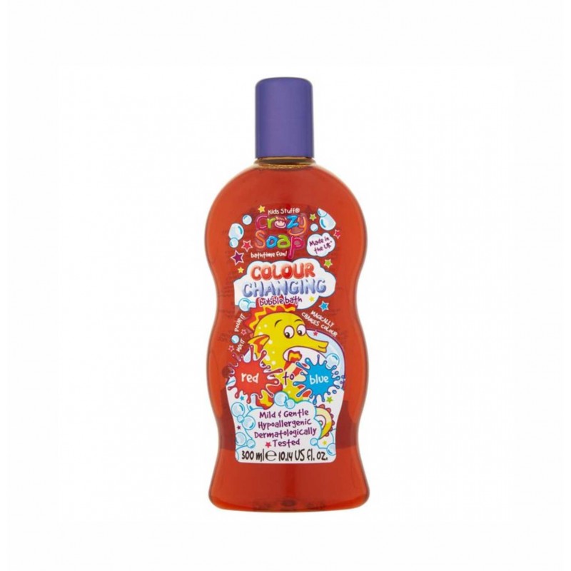 KIDS STUFF spalvą keičiantis vonios skystis "Crazy Soap", raudonas, 300 ml