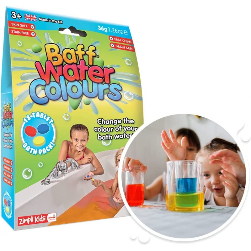 ZIMPLI KIDS Baff Water Colors spalvotos tabletės, 18 vnt. ZIMPLI KIDS Baff Water Colors spalvotos tabletės, 18 vnt.