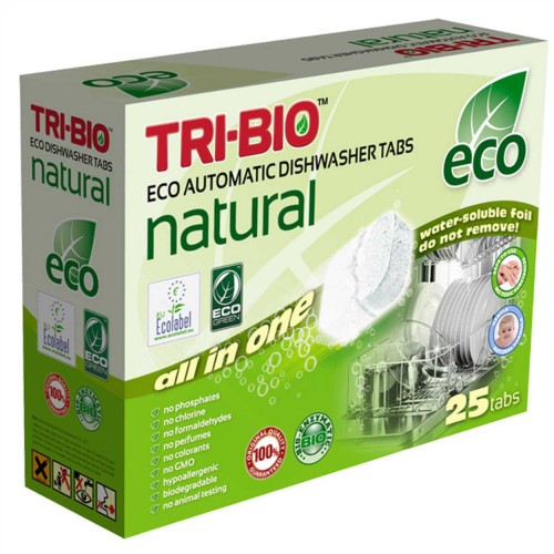TRI-BIO natūralios indaplovių tabletės, 25 vnt.