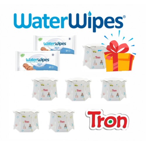 TRON 6 vienkartiniai naktipuodžiai + 2 x WATERWIPES drėgnos servetėlės