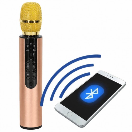 KIK Bluetooth belaidis karaoke mikrofonas, auksinis
