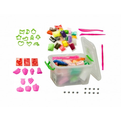 KIK plastilino polimeras modeliavimui dėžutėje, 24 spalvos + priedai