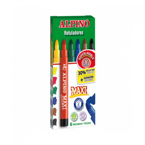 ALPINO flomasteriai "Maxi", 6 spalvos