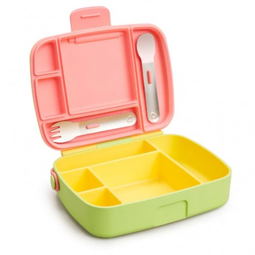 MUNCHKIN pietų dėžutė su įrankiais BENTO BOX, geltona MUNCHKIN pietų dėžutė su įrankiais BENTO BOX, geltona