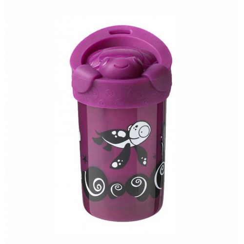 TOMMEE TIPPEE prilimpantis puodelis nuo 18 mėn. NO KNOCK, violetinis, 300 ml