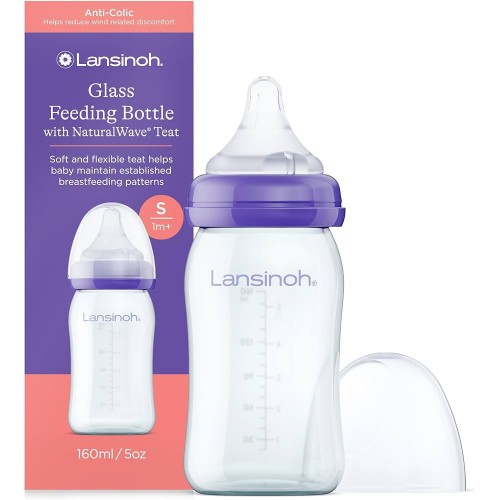 LANSINOH 160 ml stiklinis maitinimo buteliukas 