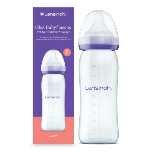 LANSINOH 240 ml stiklinis maitinimo buteliukas 