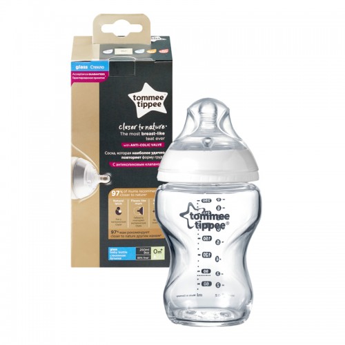 TOMMEE TIPPEE 250 ml. „Closer to Nature Easy-vent“ stiklinis buteliukas