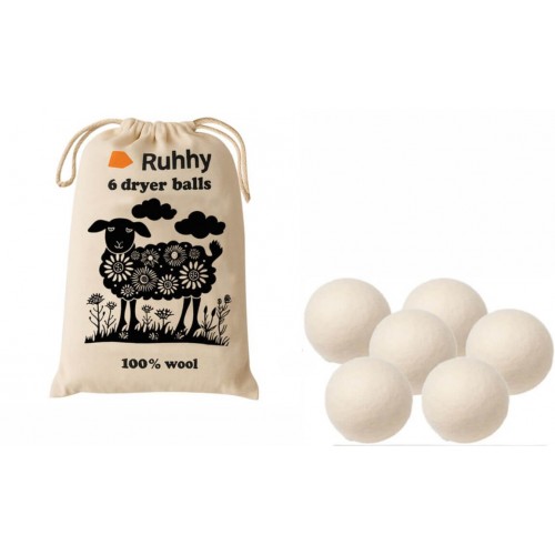 RUHHY vilnos džiovyklės kamuoliukai, 6 vnt.