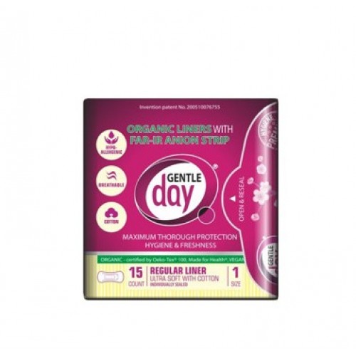 GENTLE DAY ekologiški kasdieniai įklotai su anijonų juostele ECO FAR-IR Anion MINI, 15 vnt.