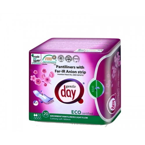 GENTLE DAY ekologiški drėgmę sugeriantys įklotai su anijonų juostele ECO FAR-IR Anion, 20 vnt.