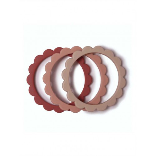 MUSHIE silikoninis kramtukas "Bracelet", 3 vnt. (Rose/Blush/Shifting Sand)