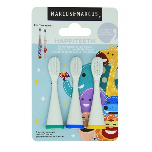 MARCUS&MARCUS keičiamos dantų šepetėlio galvutės, mėlyna, žalia, geltona, 3 vnt.