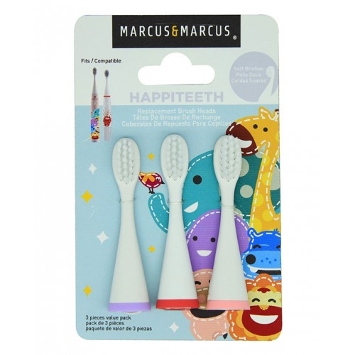 MARCUS&MARCUS keičiamos dantų šepetėlio galvutės, raudona, violetinė, rožinė, 3 vnt.