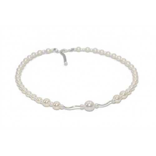 PERLUONA Swarovski perlų vėrinys su sidabro detalėmis PERLUONA Swarovski perlų vėrinys su sidabro detalėmis