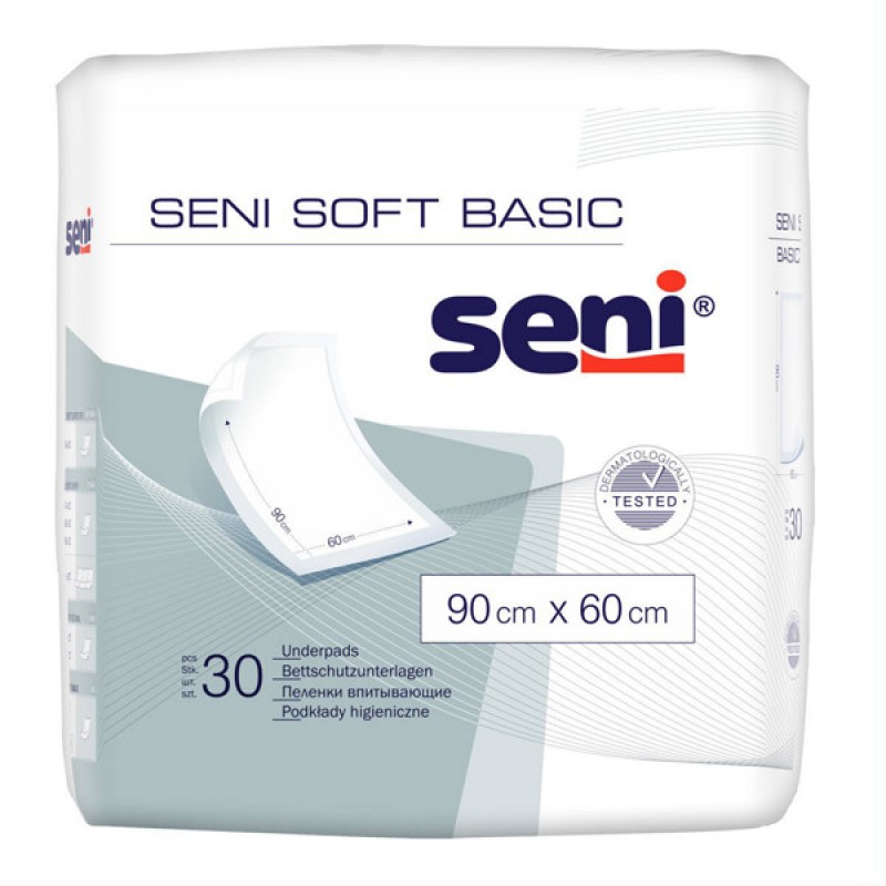 SENI Soft vienkartiniai paklotai BASIC 60x90 cm, 30 vnt.