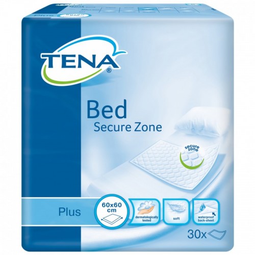 TENA Plus vienkartiniai paklotai "Bed Secure Zone" 60x60 cm. 30 vnt.