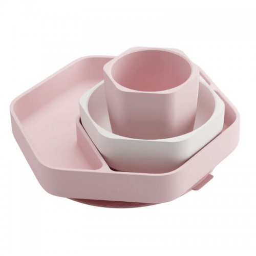 HEORSHE silikoninių indų rinkinys vaikams, rausvas