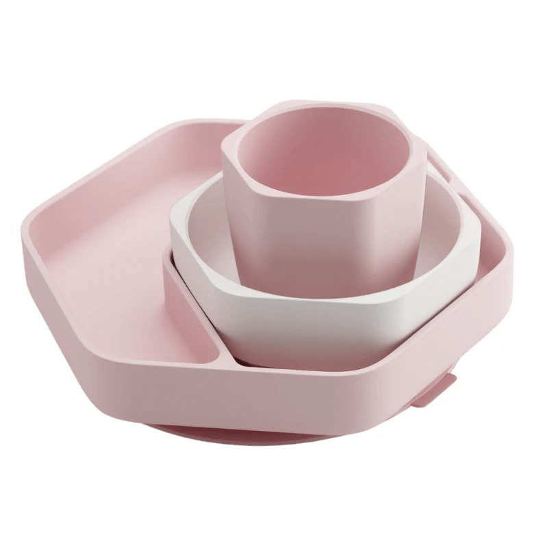 HEORSHE silikoninių indų rinkinys vaikams, rausvas