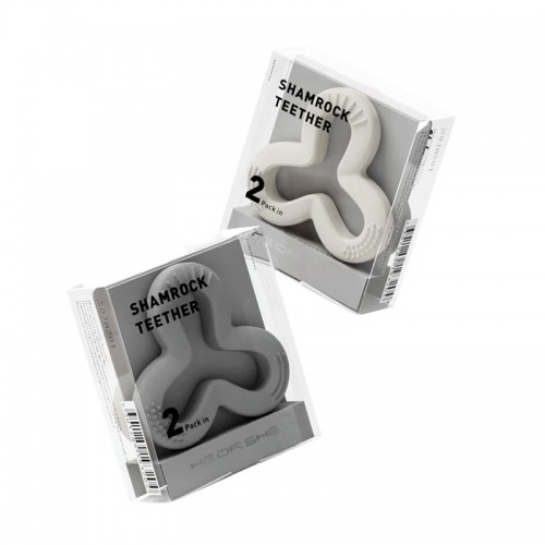 HEORSHE silikoniniai kramtukai SHAMROCK, 2 vnt., baltas/pilkas
