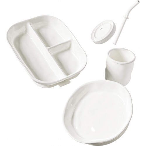 HEORSHE silikoninių indų rinkinys vaikams RIPPLE, baltas