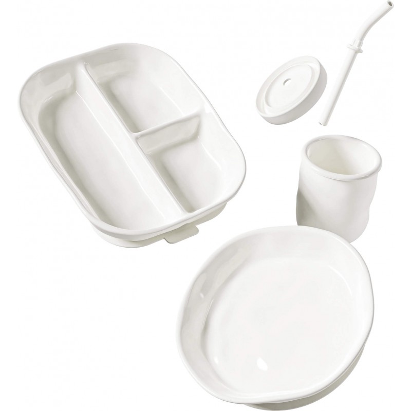 HEORSHE silikoninių indų rinkinys vaikams RIPPLE, baltas