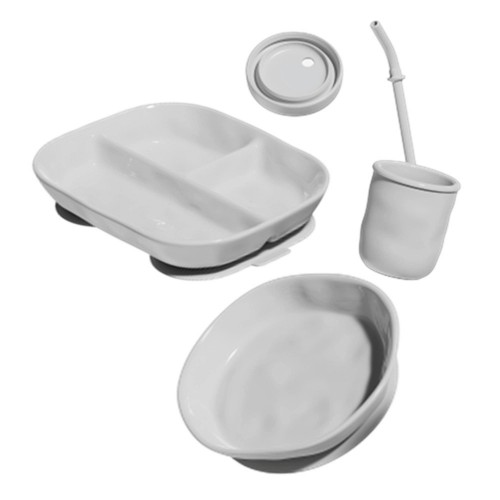 HEORSHE silikoninių indų rinkinys vaikams RIPPLE, pilkas