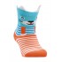WOWERAT plonos dryžuotos kojinės 3D, žydra/oranžinė