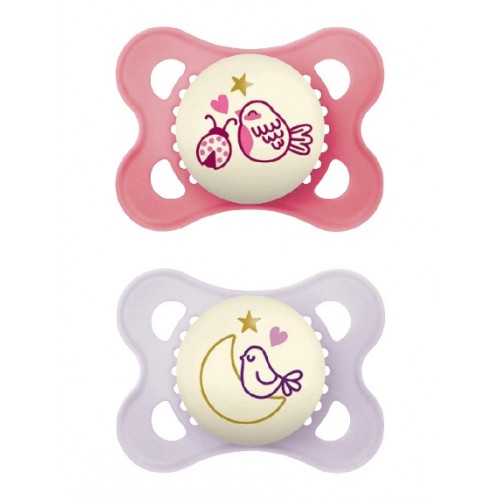 MAM 0-6 mėn. čiulptukai ORIGINAL NIGHT pink, 2 vnt.