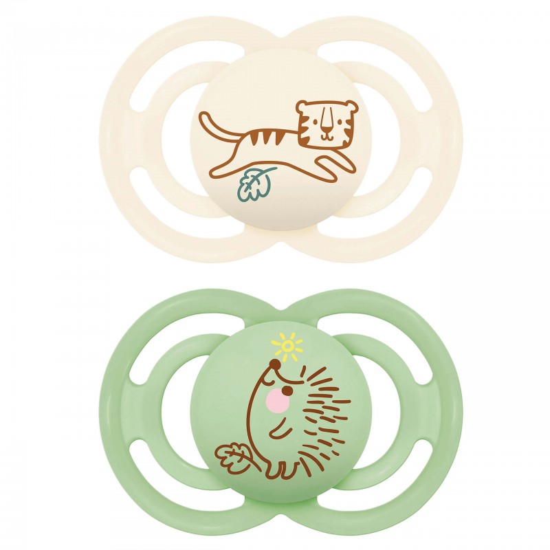 MAM 16-36 mėn. čiulptukai PERFECT green, 2 vnt. MAM 16-36 mėn. čiulptukai PERFECT green, 2 vnt.