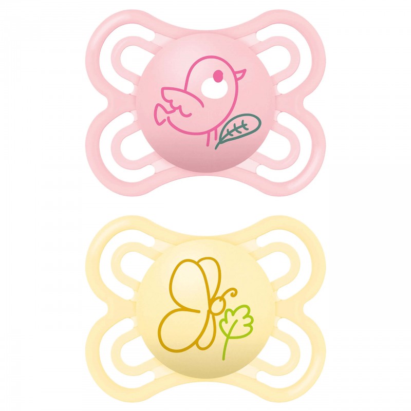 MAM 0-6 mėn. čiulptukai PERFECT pink, 2 vnt. MAM 0-6 mėn. čiulptukai PERFECT pink, 2 vnt.