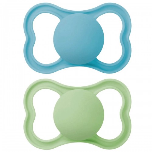 MAM 6-16 mėn. silikoniniai čiulptukai AIR, 2 vnt., mėlynas/žalias