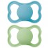 MAM 6-16 mėn. silikoniniai čiulptukai AIR, 2 vnt., mėlynas/žalias