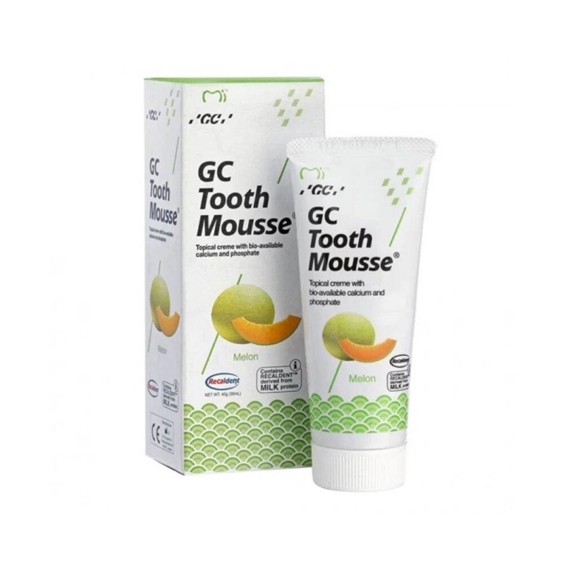 GC TOOTH MOUSSE remineralizuojantis dantų kremas be fluoro, 35 ml, Melionų skonio