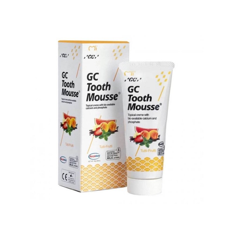 GC TOOTH MOUSSE remineralizuojantis dantų kremas be fluoro, 35 ml, Tutti Frutti skonio