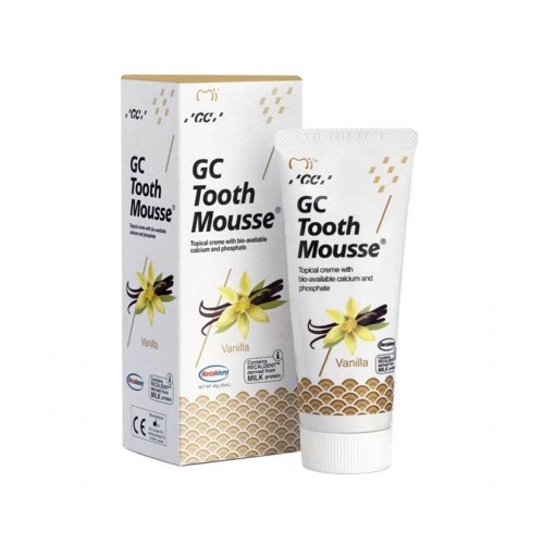 GC TOOTH MOUSSE remineralizuojantis dantų kremas be fluoro, 35 ml, Vanilės skonio