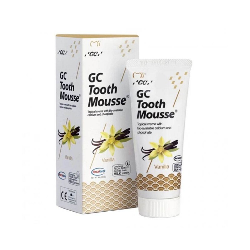 GC TOOTH MOUSSE remineralizuojantis dantų kremas be fluoro, 35 ml, Vanilės skonio GC TOOTH MOUSSE remineralizuojantis dantų kremas be fluoro, 35 ml, Vanilės skonio