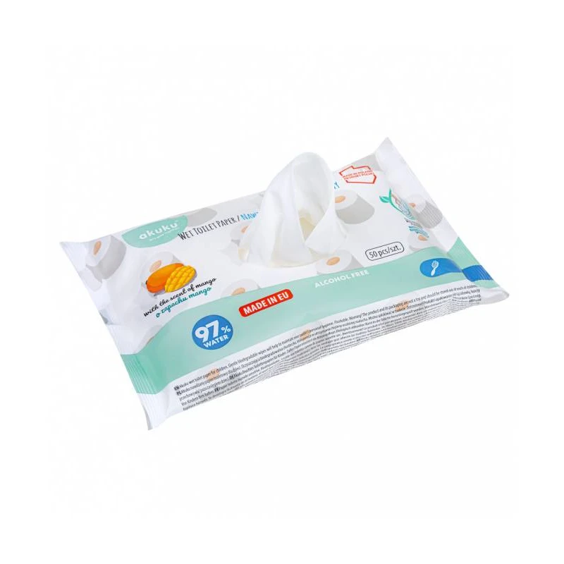AKUKU vaikiškas drėgnas tualetinis popierius, 50 vnt., A0030