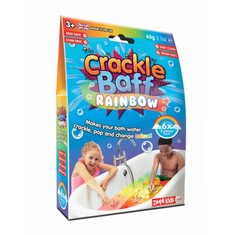 ZIMPLI KIDS Crackle Baff Rainbow 6 skirtingų spalvų kristalų rinkinys, 60 g