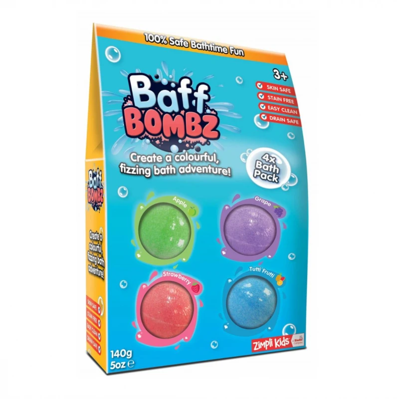 ZIMPLI KIDS šnypščiančios vonios bombos, 140 g, 4 vnt.