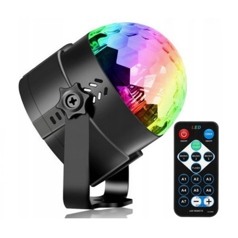 KIK RGB LED projektorius Disco ball + nuotolinio valdymo pultas