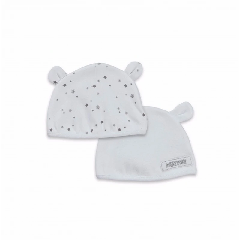 BABY TOWN 0-6 mėn. kepurytės TEDDY WHITE, 2 vnt.
