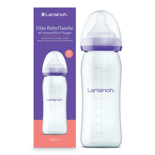 LANSINOH 240 ml stiklinis maitinimo buteliukas 