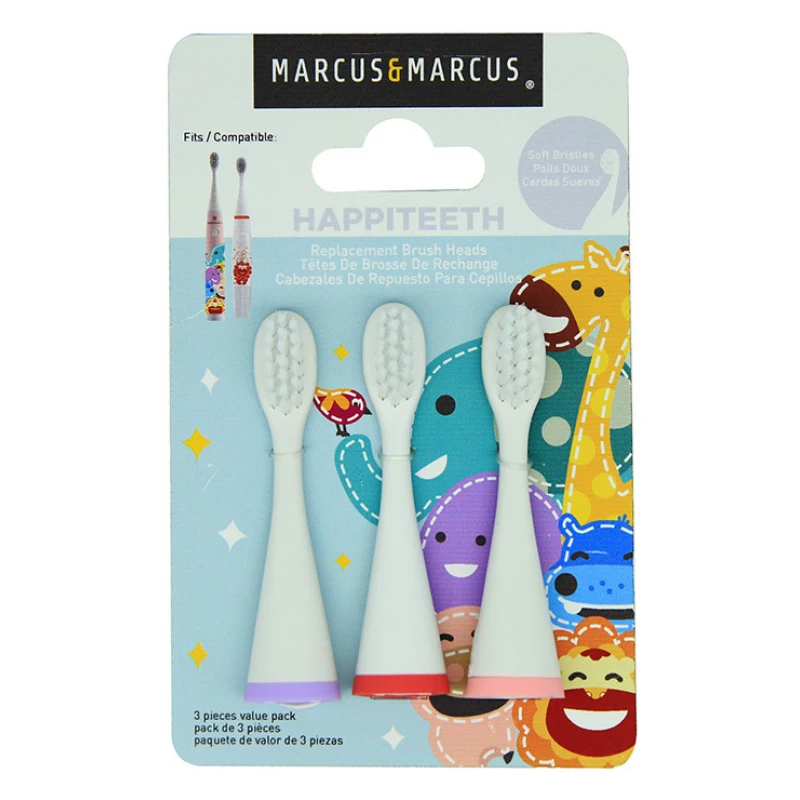 MARCUS&MARCUS keičiamos dantų šepetėlio galvutės, raudona, violetinė, rožinė, 3 vnt.