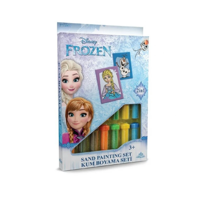 RED CASTLE spalvoto smėlio piešimo rinkinys FROZEN IR OLAFAS, 2 trafaretai