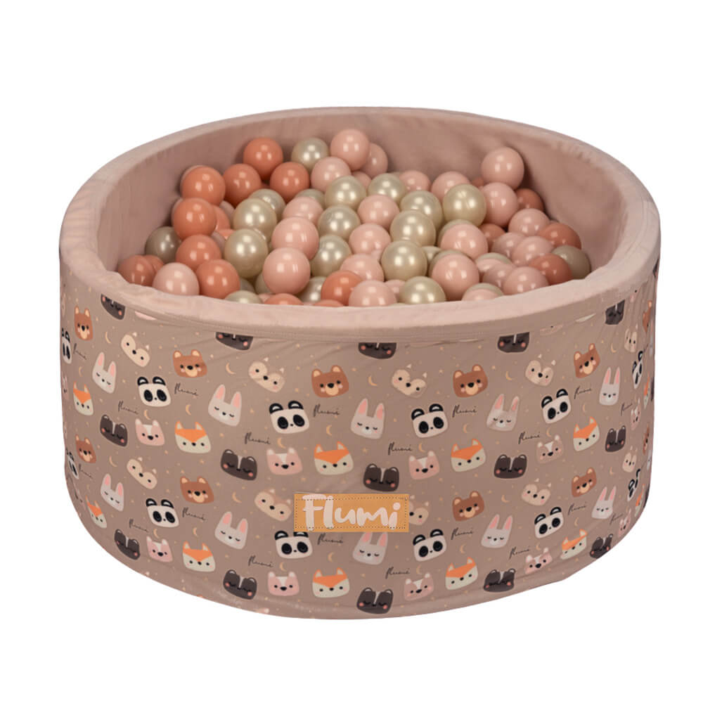 FLUMI personalizuotas kamuoliukų baseinas + 200 kamuoliukų, Bear Beige