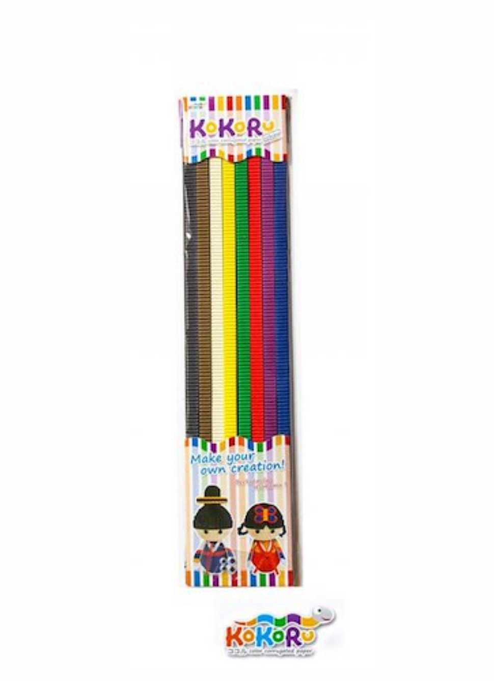 KOKORU spalvoto gofruoto kartono juostos 13x500 mm, 56 vnt.